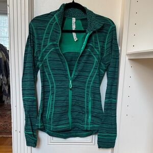 lululemon athletica green Striped Zip-Up Jacket